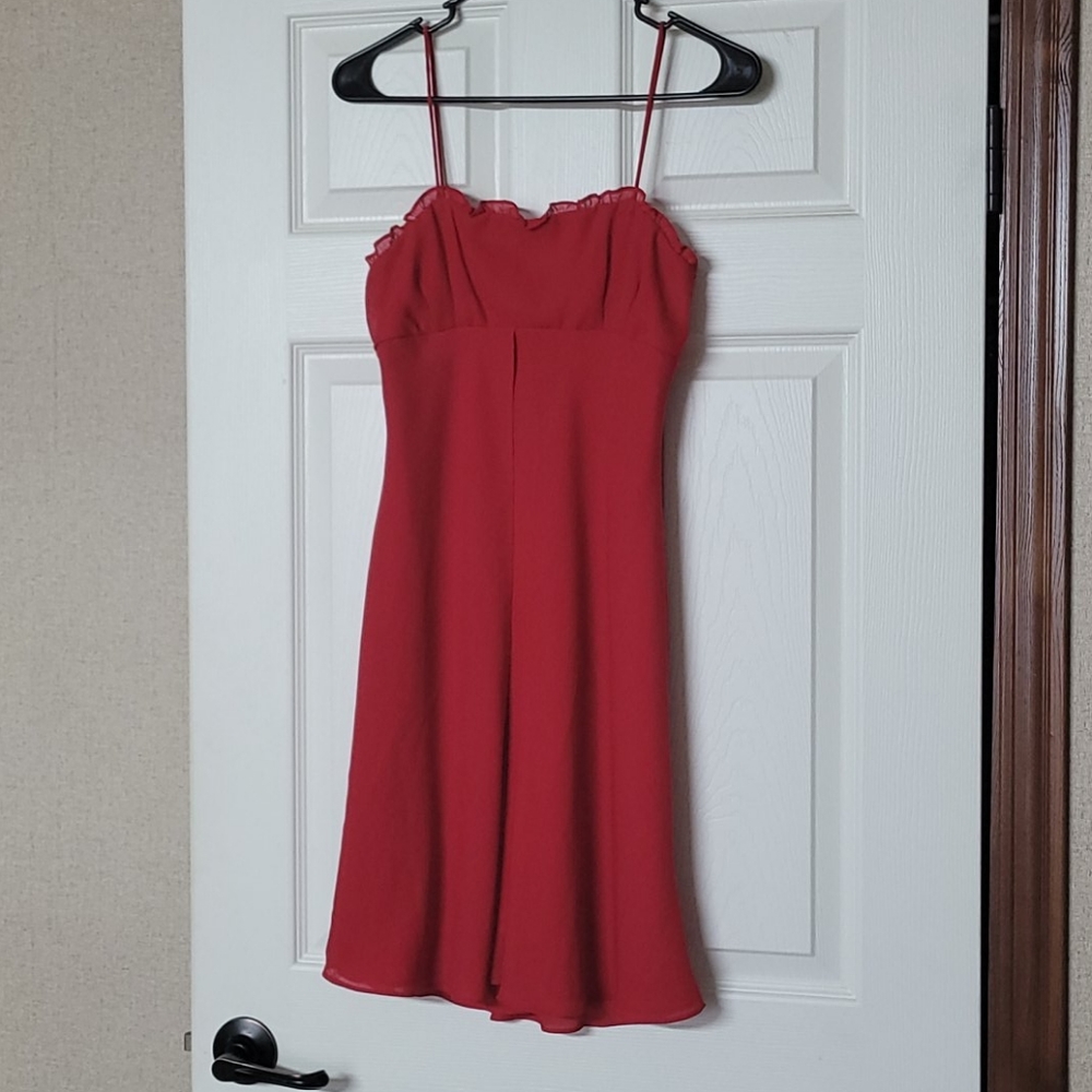 Red mini dress with frill top